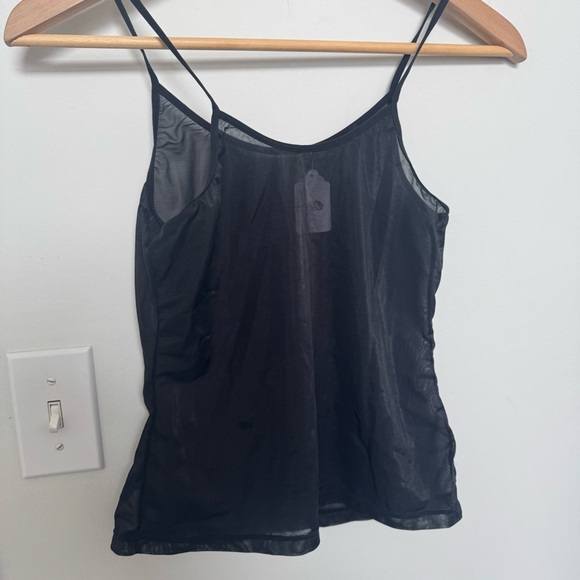 Vintage Y2K Black Sheer Floral Ruffle Cami Top – 2000s Romantic Fairy Grunge S - Picture 3 of 5